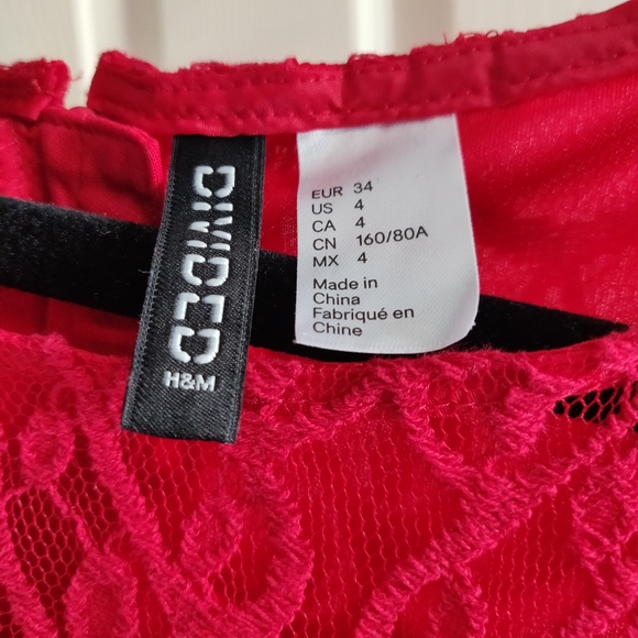 H&M Red Lace A-Line Dress - Picture 3 of 3
